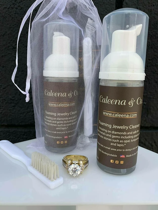 Calabrera & co Foaming Jewelry Cleaner kept on a white table